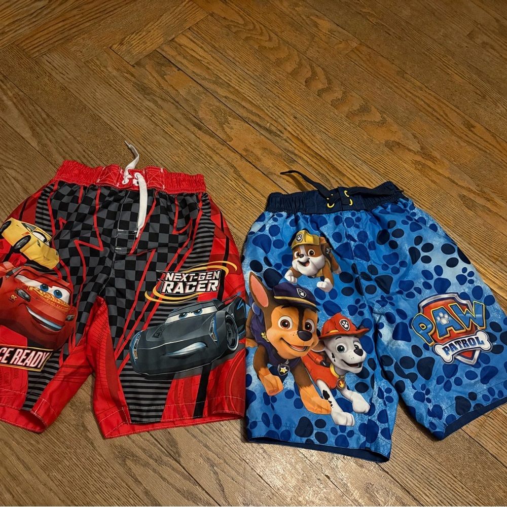 Disney Red & Blue Kids Swim Trunks - Cars & Paw Patrol